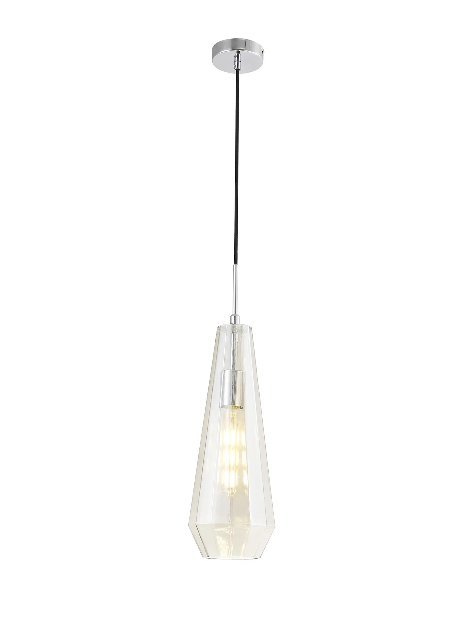 Markus Glass Pendant 1 Light Cognac Slim Cone Polished Chrome D0602  Deco Markus